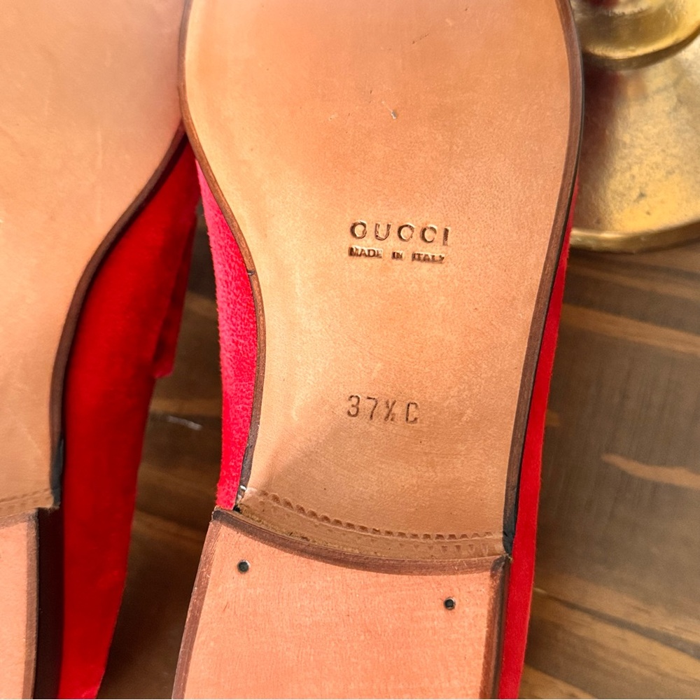 Gucci Red Leather Sole Loafers - Picture 5 of 11